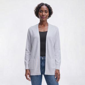 Womens 89th & Madison Ottoman Stripe Solid Cardigan